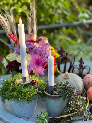 Gemütliche Herbststimmung: Dekorieren mit Kerzen, Blumen und Kürbissen - Herbstdekoration