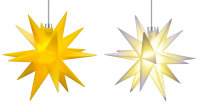 Mini Dekostern LED 2er Set Gelb Weiß 18 Zack Batterie Kunststoffstern Leuchtender Stern Innen + Außen Weihnachtsdekoration