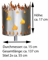 Gartenfackel Flamme Feuerschale Metall mit Stiel Brennmittel Solarlampe LED