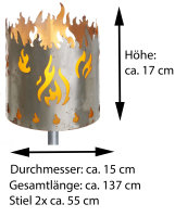 Gartenfackel Feuer Feuerschale Metall mit Stiel Brennmittel Solarlampe LED