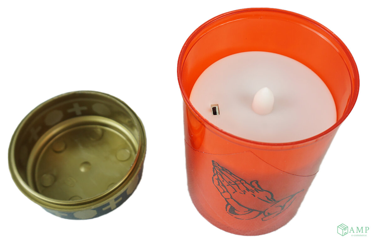 LED Grablicht rot Dauerbrenner mit Batterie Flackereffekt Grabkerzen , 16,14 €