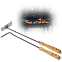 Kaminzubehör Set aus Aschenkratzer Feuerhaken mit Holzgriff Kaminbesteck Schüreisen Schürhaken Glutkratzer (1, Aschenkratzer+Feuerhaken)