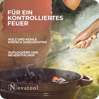 Kaminzubehör Set aus Aschenkratzer Feuerhaken mit Holzgriff Kaminbesteck Schüreisen Schürhaken Glutkratzer (1, Aschenkratzer+Feuerhaken)