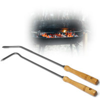 2x Stocheisen mit Holzgriff Schüreisen Schürhaken Glutkratzer Kaminzubehör Kaminbesteck Feuerhaken Aschenkratzer (1, Stocheisen+Feuerhaken)
