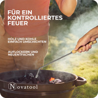 2x Stocheisen mit Holzgriff Schüreisen Schürhaken Glutkratzer Kaminzubehör Kaminbesteck Feuerhaken Aschenkratzer (1, Stocheisen+Feuerhaken)