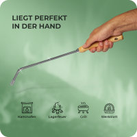 2x Stocheisen mit Holzgriff Schüreisen Schürhaken Glutkratzer Kaminzubehör Kaminbesteck Feuerhaken Aschenkratzer (1, Stocheisen+Feuerhaken)