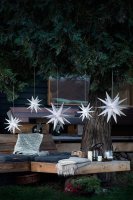 Novaliv Weihnachtsstern Dekostern | 55cm WEISS | Innen und Aussen |für Glühbirne E14 Gewinde mit Schuko Stecker | Weihnachtsdeko Stern beleuchtet