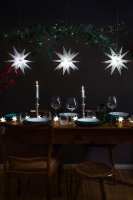 Novaliv Weihnachtsstern Dekostern | 40cm WEISS | Innen und Aussen |für Glühbirne E14 Gewinde mit Schuko Stecker | Weihnachtsdeko Stern beleuchtet