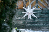 Novaliv Weihnachtsstern Dekostern | 25cm WEISS | Innen und Aussen | LED mit Schuko Stecker | Weihnachtsdeko Stern beleuchtet
