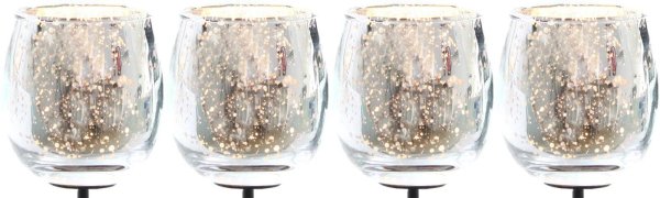 4x Teelichthalter zum Stecken silber Teelichtgläser Kerzenhalter Kerzenpicks für Adventskranz Glas Weihnachten  6cm