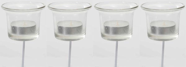 4x Teelichthalter weiß Teelichtgläser Kerzenhalter Kerzenpicks für Adventskranz Glas Weihnachten  6cm