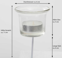 4x Teelichthalter weiß Teelichtgläser Kerzenhalter Kerzenpicks für Adventskranz Glas Weihnachten  6cm