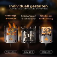 Gartenfackel für draußen Motiv Insel Sylt - Rost - Set: Gartenbeleuchtung mit 1x Brennelement - Holzspäne mit Wachs - Schwedenfackel Pelletfackel Feuersäule Flammschalen Wachsfackel Gartenleuchte