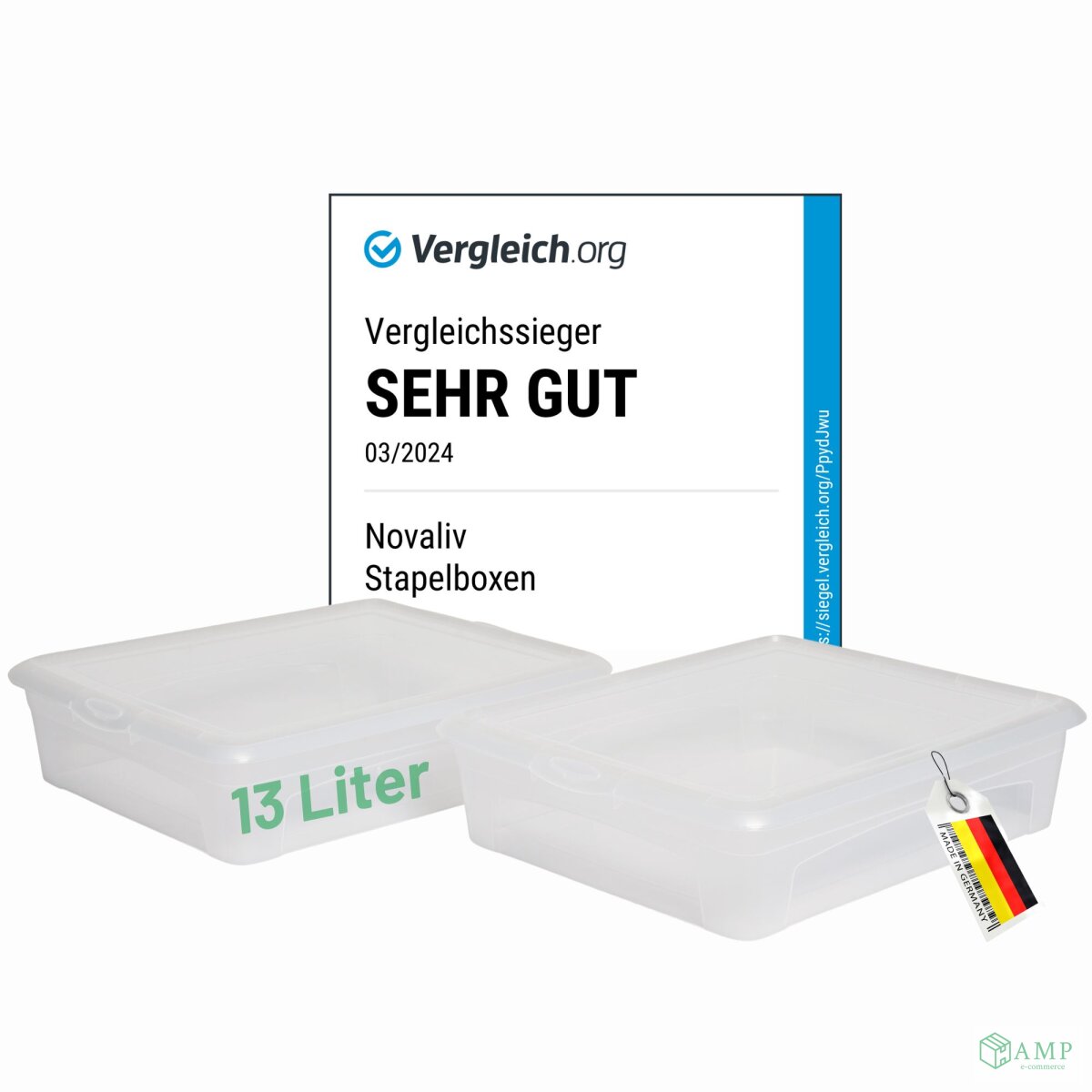 2x Aufbewahrungsbox 13l - Stapelbox 40x34x10