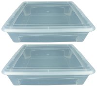 2x Aufbewahrungsbox 13l 40x34x10 Stapelbox Flach Plastikbox transparent Kunststoff mit Deckel Unterbettbox Unterbettkommode multibox 40cm