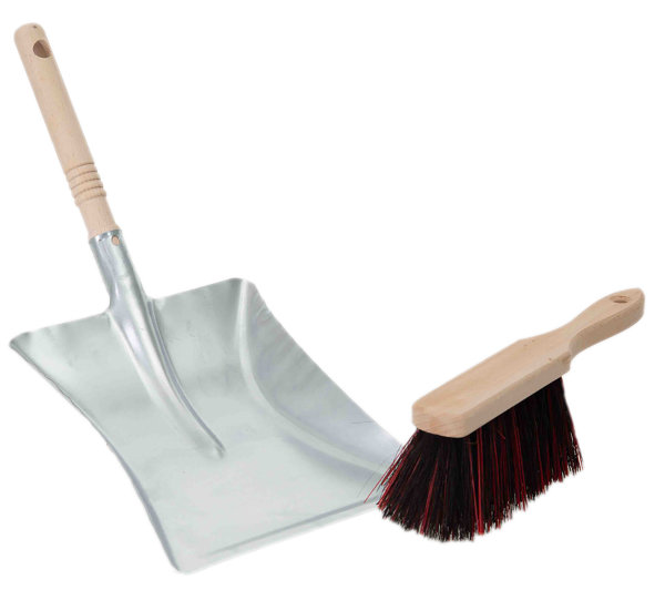 Novaliv 1x Kehrschaufel Set verzinkt Arenga u. Elaston Handfeger und Schaufel Set Kehrset Kehrgarnitur dustpan and brush Handkehrset Handfeger Arengaborsten Besen Elastonborsten Handbesen