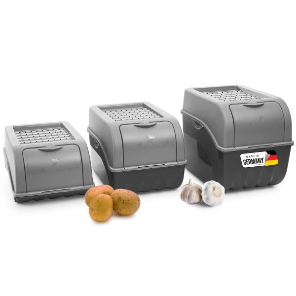 Novaliv Gemüseboxen Kartoffelboxen Vorratsbehälter 3,5l bis 9l (Grau, 1x Set 3,5l+5l+9l)