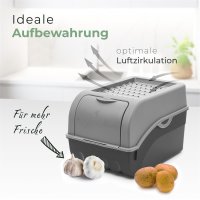 Novaliv Gemüseboxen Kartoffelboxen Vorratsbehälter 3,5l bis 9l (Grau, 1x Set 3,5l+5l+9l)