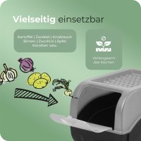 Novaliv Gemüseboxen Kartoffelboxen Vorratsbehälter 3,5l bis 9l (Grau, 1x Set 3,5l+5l+9l)