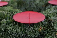 Novaliv 4x Kerzenpick | mit Dorn 6,5 cm ROT lackiert | Kerzenhalter für Adventskranz Kerzenpin Weihnachtskranz