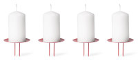 Novaliv 4x Kerzenpick | mit Dorn 8 cm ROT lackiert | Kerzenhalter für Adventskranz Kerzenpin Weihnachtskranz