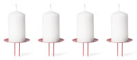 Novaliv 4x Kerzenpick | mit Dorn 9 cm ROT lackiert | Kerzenhalter für Adventskranz Kerzenpin Weihnachtskranz