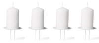 Novaliv 4x Kerzenpick | mit Dorn 8 cm WEISS lackiert | Kerzenhalter für Adventskranz Kerzenpin Weihnachtskranz
