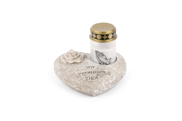 Novaliv Grabschmuck I Grabengel Grabdeko Grabherz grabdekoration Engel für Friedhof grablaterne Engel (Herz Rose, Grablicht weiß)