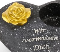 Novaliv Grabschmuck I Grabengel Grabdeko Grabherz grabdekoration Engel für Friedhof grablaterne Engel (Herz Rose schwarz, Grablicht rot)