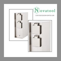 Novatool 1x Steckdosensäule 4-fach Silber gebürstet Edelstahl eckig IP44 Garten Mehrfachsteckdose Outdoor Steckdosenleiste Stromverteiler Außen (Elektro)