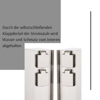 Novatool 1x Steckdosensäule 4-fach Silber gebürstet Edelstahl eckig IP44 Garten Mehrfachsteckdose Outdoor Steckdosenleiste Stromverteiler Außen (Elektro)