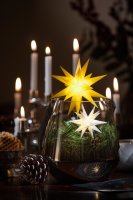 Novaliv Weihnachtsstern Dekostern | 12cm GELB | nur Innen | LED Lampe mit Batteriefach + Fernbedienung Weihnachtsdeko Stern beleuchtet