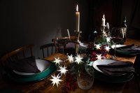 Novaliv Weihnachtsstern Dekostern | 16cm WEISS | Innen und Aussen | LED Lampe mit Batteriefach | Weihnachtsdeko Stern beleuchtet