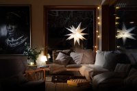 Novaliv Weihnachtsstern Dekostern | 80cm WEISS | Innen und Aussen |für Glühbirne E14 Gewinde mit Schuko Stecker | Weihnachtsdeko Stern beleuchtet