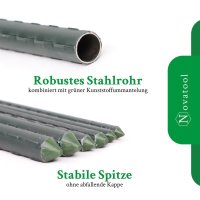 Novatool 5 Pflanzstäbe 110 cm grün 11mm Durchmesser Rankstäbe aus kunststoffummantelten Metall Rankhilfe Tomatenstäbe Blumenhalter