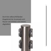 Novatool Steckdosensäule 2-fach + 4-fach Silber gebürstet Edelstahl rund IP44  Garten Mehrfachsteckdose Outdoor Steckdosenleiste Stromverteiler Außen (Elektro)