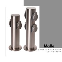 Novatool Steckdosensäule 2-fach + 4-fach Silber gebürstet Edelstahl rund IP44  Garten Mehrfachsteckdose Outdoor Steckdosenleiste Stromverteiler Außen (Elektro)