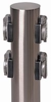 Novatool Steckdosensäule I 4 fach I Silber gebürstet I Edelstahl I rund I mit Erdspieß I  Garten Mehrfachsteckdose Outdoor Steckdosenleiste Stromverteiler Außen (Elektro)