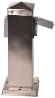 Novatool Steckdosensäule I 4 fach I Silber gebürstet I Edelstahl I eckig I mit Erdspieß I  Garten Mehrfachsteckdose Outdoor Steckdosenleiste Stromverteiler Außen (Elektro)