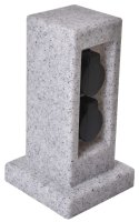 Novatool Steckdosensäule I 2 fach I Steinoptik I Kunststoff I eckig I mit Erdspieß I  Garten Mehrfachsteckdose Outdoor Steckdosenleiste Stromverteiler Außen Gartensteckdose (Elektro)