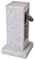 Novatool Steckdosensäule I 2 fach I Steinoptik I Kunststoff I eckig I mit Erdspieß I  Garten Mehrfachsteckdose Outdoor Steckdosenleiste Stromverteiler Außen Gartensteckdose (Elektro)