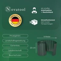 Novatool Beetumrandung 20 cm hoch I 9 Meter I Grün I Beeteinfassung Gießrand Begrenzung Garten Rasenkante Kunststoff Beeteingrenzung Rasenbegrenzung Rasenumrandungen Beetumrandungen