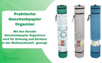 Novaliv Geschenkpapier Organizer lila Geschenkpapierrollen Aufbewahrung Ordnungssystem Geschenkpapier Platzsparend Bastelmaterial Aufbewahrungstasche Architektenrolle Transportrolle