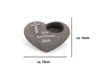 Novaliv Grabschmuck Herz Anthrazit mit Kreuz Spruch Wir...