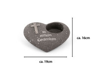 Novaliv Grabschmuck Herz Anthrazit mit Kreuz Spruch In...