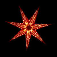 Novaliv Papierstern 75 cm weiss und rot mit Beleuchtung Weihnachtsbeleuchtung  Beleuchtung Weihnachtsdekoration Leuchtstern Lichterkette Fensterbeleuchtung zum Aufhängen Weihnachten Dekostern