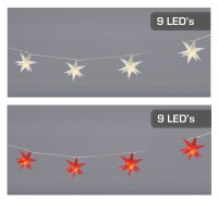 Novaliv 2x Sternengirlande in rot und weiß je 9 Sterne mit 11cm Durchmesser LED Beleuchtung Leuchtstern mit Schukostecker Weihnachtsbeleuchtung Sternenkette innen und außen Dekostern Weihnachtsstern