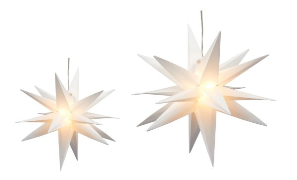 Novaliv Weihnachtsstern-Set weiß 35cm und 60cm 3D Stern LED Beleuchtung Dekostern Weihnachtsdekoration Fensterschmuck innen und außen Fensterschmuck Outdoorbeleuchtung Stern faltbar Leuchtstern