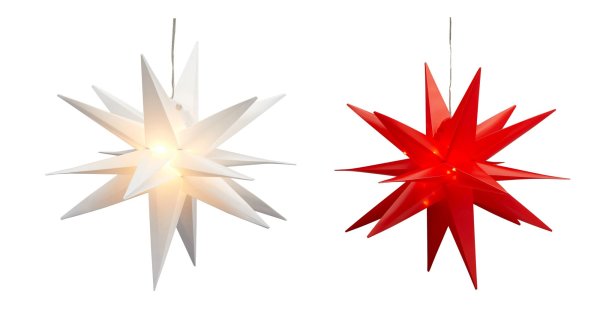 Novaliv Weihnachtsstern-Set rot und weiß 60cm 3D Stern SMD LED Weihnachtsdekoration Fensterschmuck innen und außen Dekostern  Fensterschmuck Outdoorbeleuchtung Stern faltbar Leuchtstern