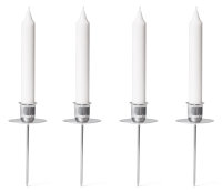 Novaliv 4x Stabkerzenhalter Adventskranz SILBER mit Teller Kerzenteller zum Stecken rund Kerzenpick Kerzenhalter für Kränze Kerzentülle Metall Kerzenständer Kerzenpin Adventskranzkerzenhalter